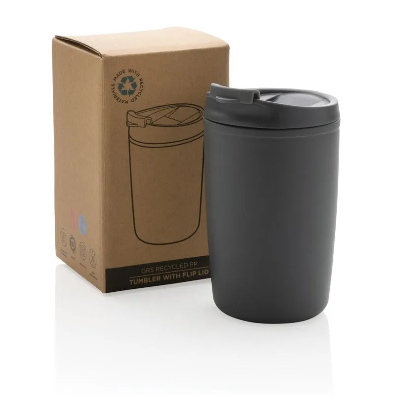 Taza de PP reciclado GRS con tapa abatible
