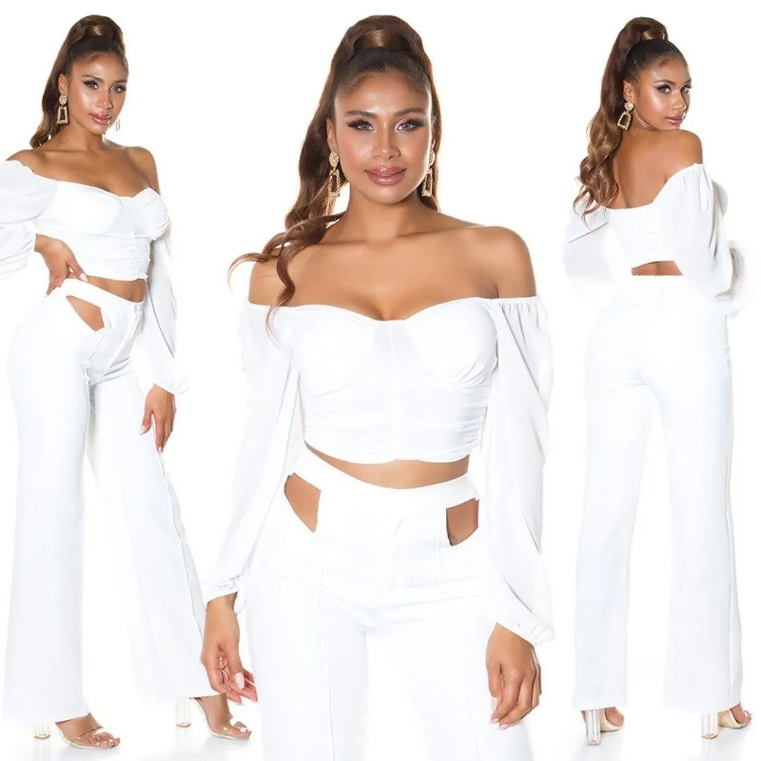 Top de hombros desnudos blanco