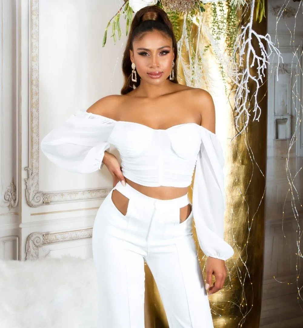 Top de hombros desnudos blanco
