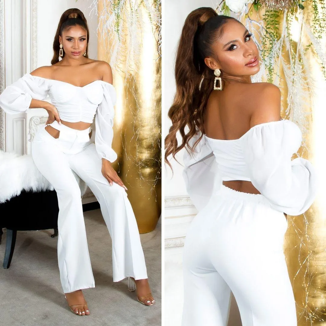 Top de hombros desnudos blanco