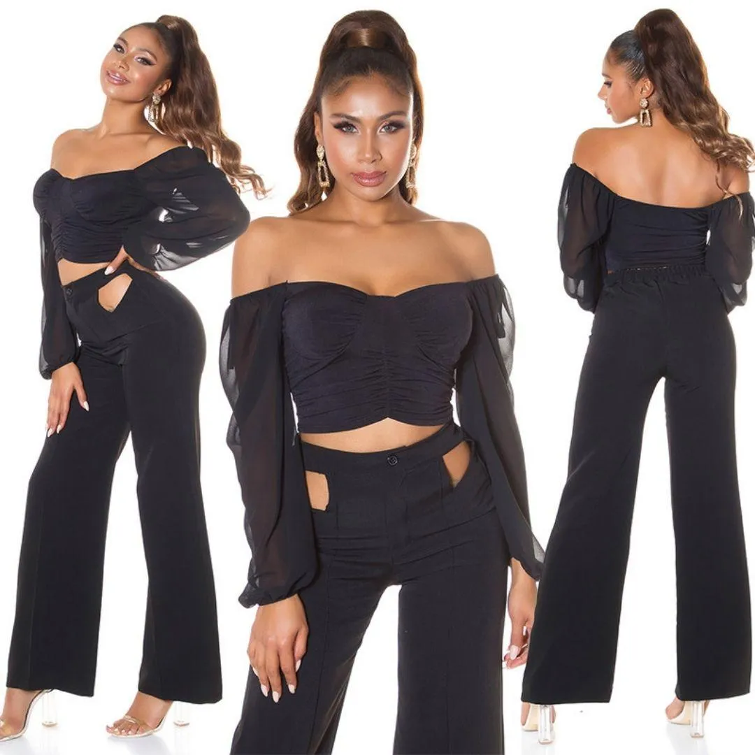 Top de hombros desnudos negro