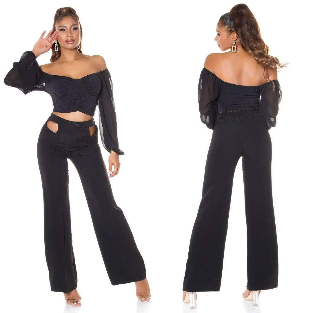 Top de hombros desnudos negro