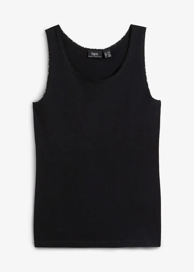 Top de tirantes con encaje Negro