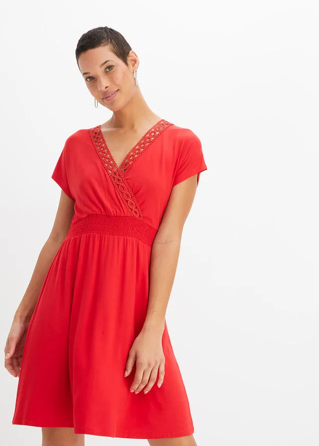 Vestido con encaje Rojo