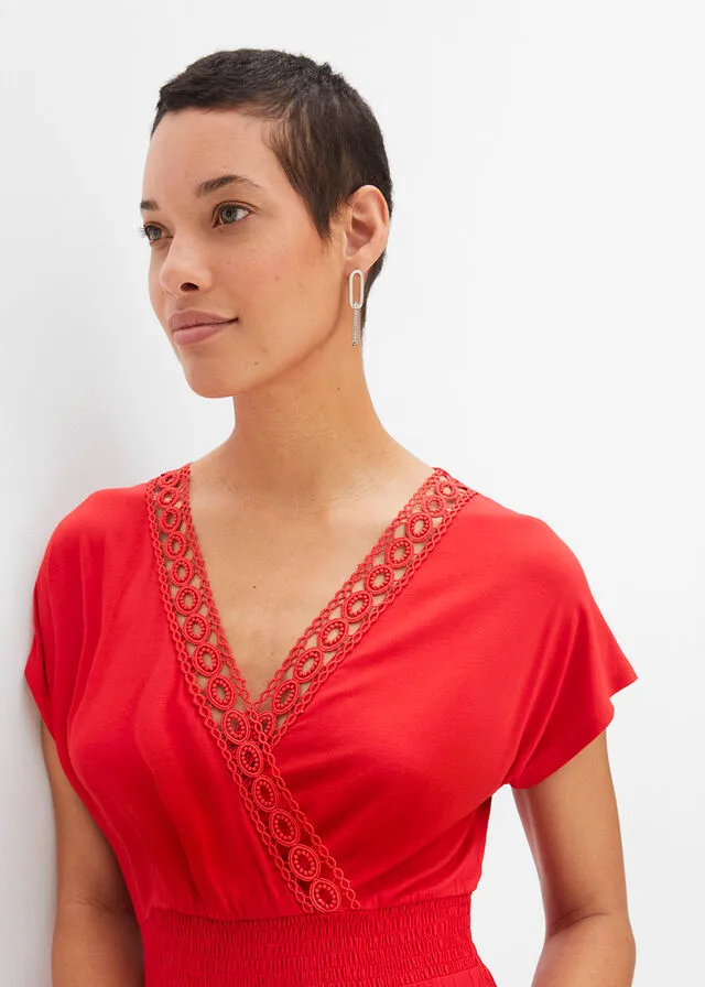 Vestido con encaje Rojo