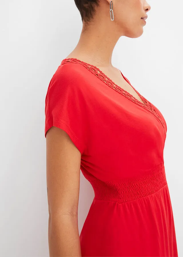 Vestido con encaje Rojo
