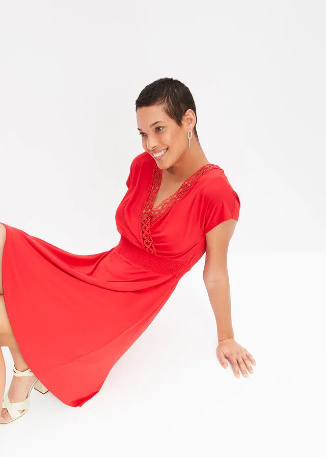 Vestido con encaje Rojo