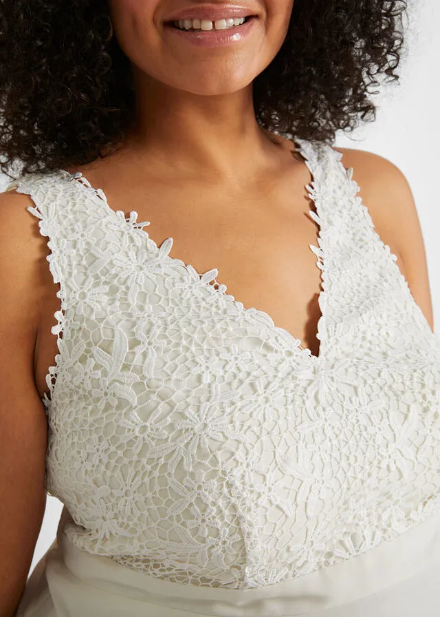 Vestido de novia premamá con encaje Blanco lana