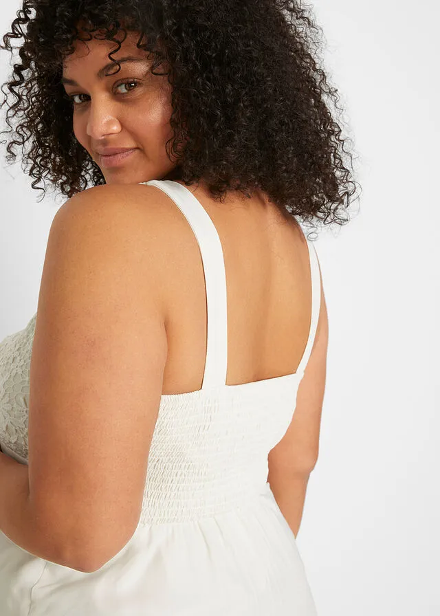 Vestido de novia premamá con encaje Blanco lana