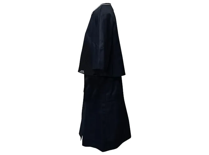 Vestido Fendi con capa y detalle de malla en poliamida azul marino 