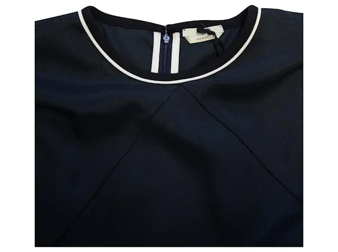 Vestido Fendi con capa y detalle de malla en poliamida azul marino 