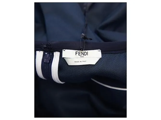 Vestido Fendi con capa y detalle de malla en poliamida azul marino 