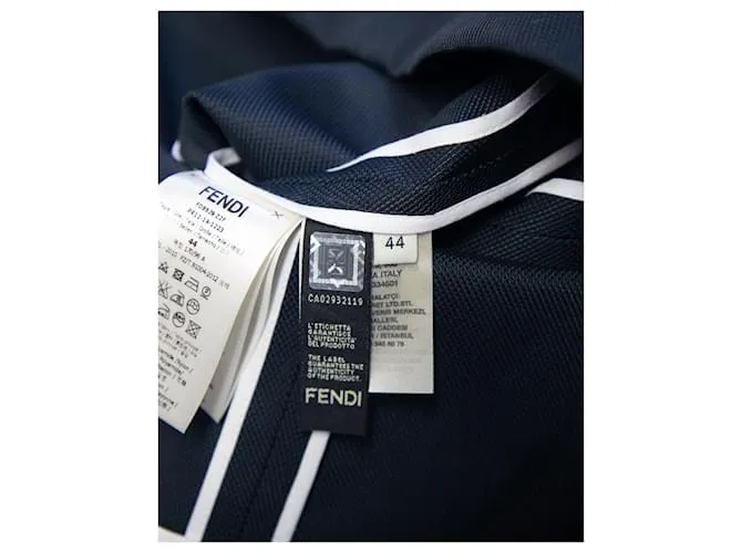 Vestido Fendi con capa y detalle de malla en poliamida azul marino 