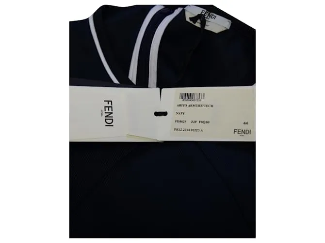Vestido Fendi con capa y detalle de malla en poliamida azul marino 