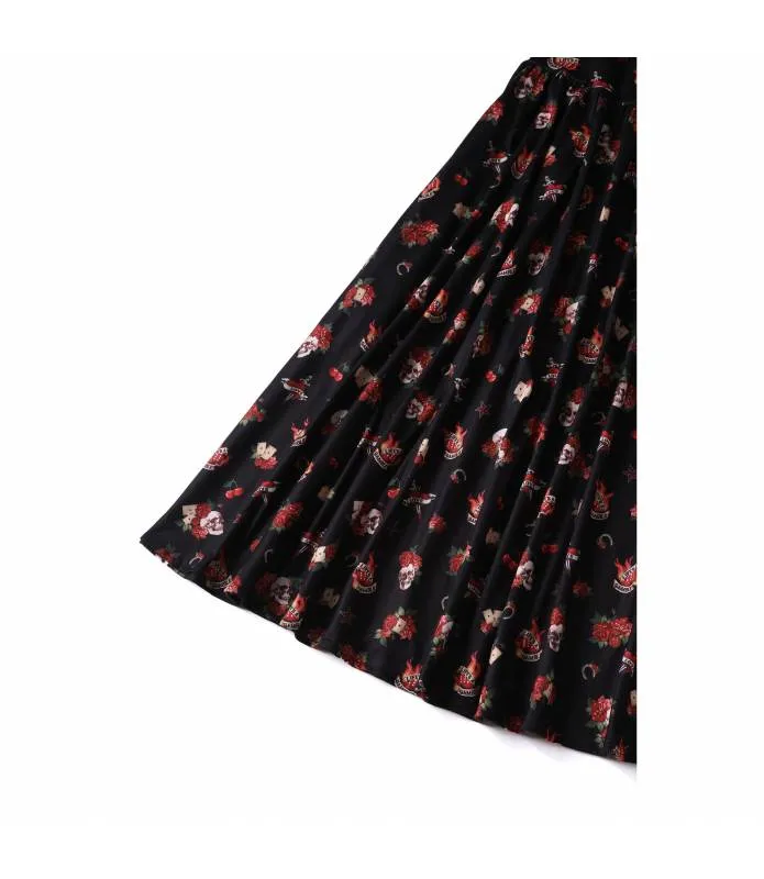 VESTIDO MANGA 3/4 CALAVERAS Y ROSAS VINTAGE DOLLY&DOTTY V872BLAROCK