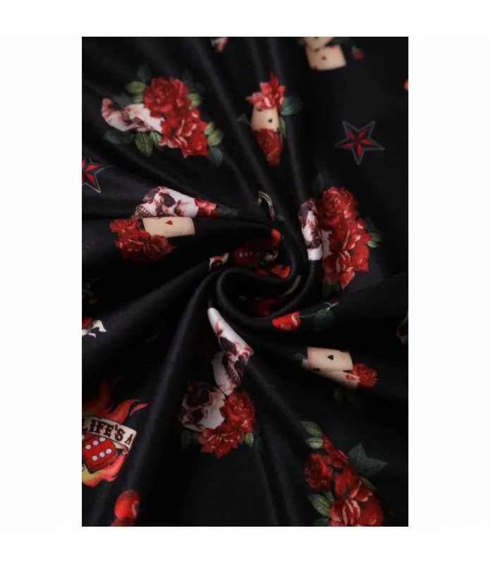 VESTIDO MANGA 3/4 CALAVERAS Y ROSAS VINTAGE DOLLY&DOTTY V872BLAROCK