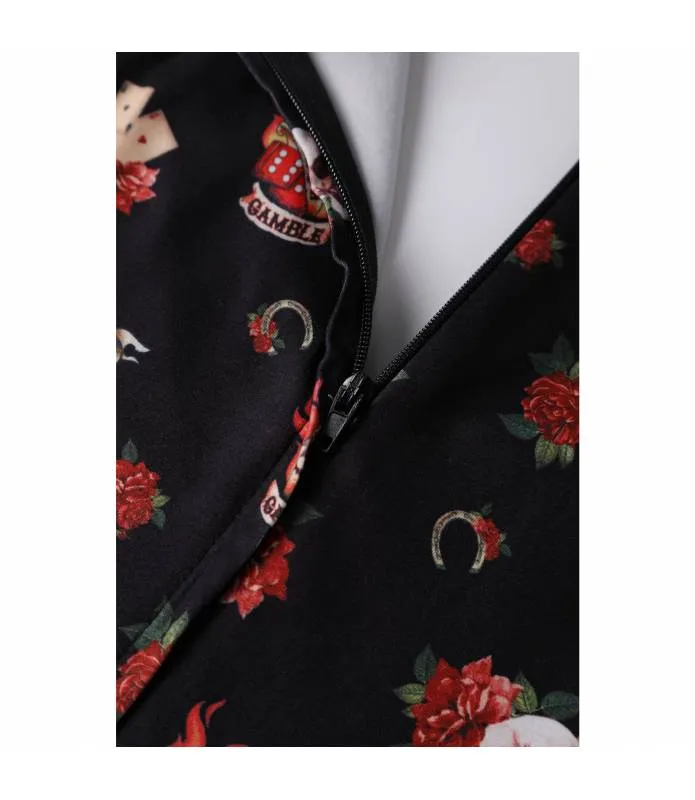 VESTIDO MANGA 3/4 CALAVERAS Y ROSAS VINTAGE DOLLY&DOTTY V872BLAROCK