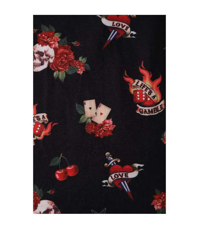 VESTIDO MANGA 3/4 CALAVERAS Y ROSAS VINTAGE DOLLY&DOTTY V872BLAROCK