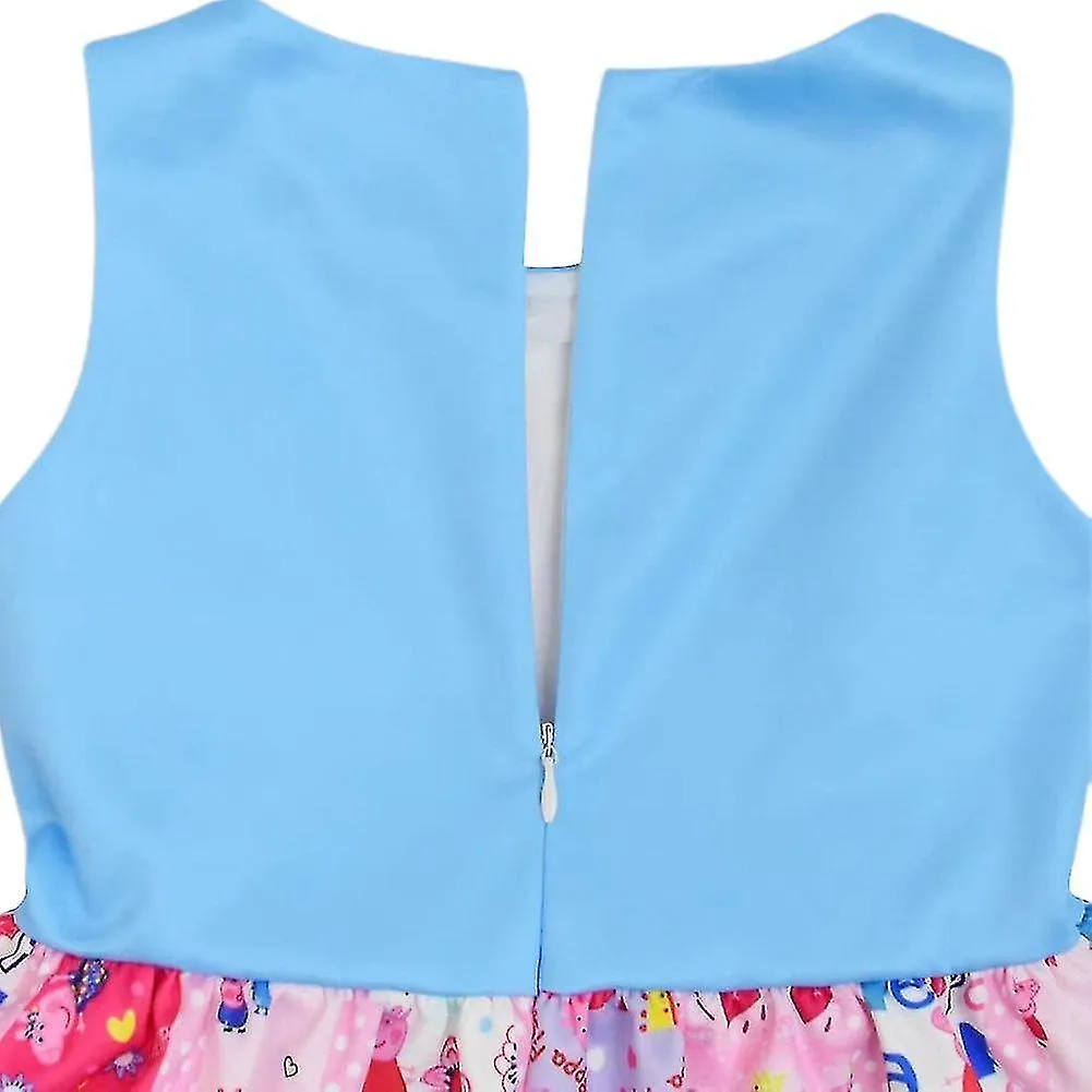 Vestidos de niña Vestido de pajarita Estampado digital Patrón de cerdo Uso diario de los niños