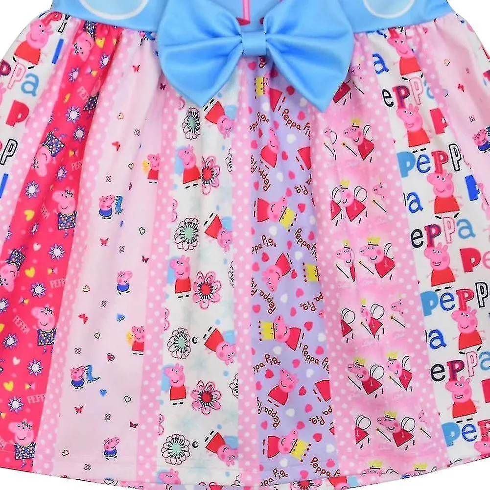 Vestidos de niña Vestido de pajarita Estampado digital Patrón de cerdo Uso diario de los niños