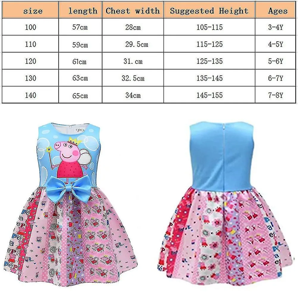 Vestidos de niña Vestido de pajarita Estampado digital Patrón de cerdo Uso diario de los niños
