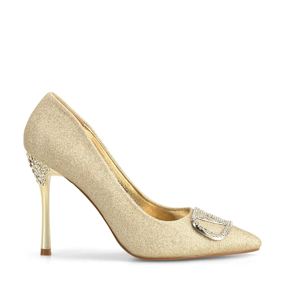 Zapatos Taco Alto Dorado Fiesta Ghe12 Weide