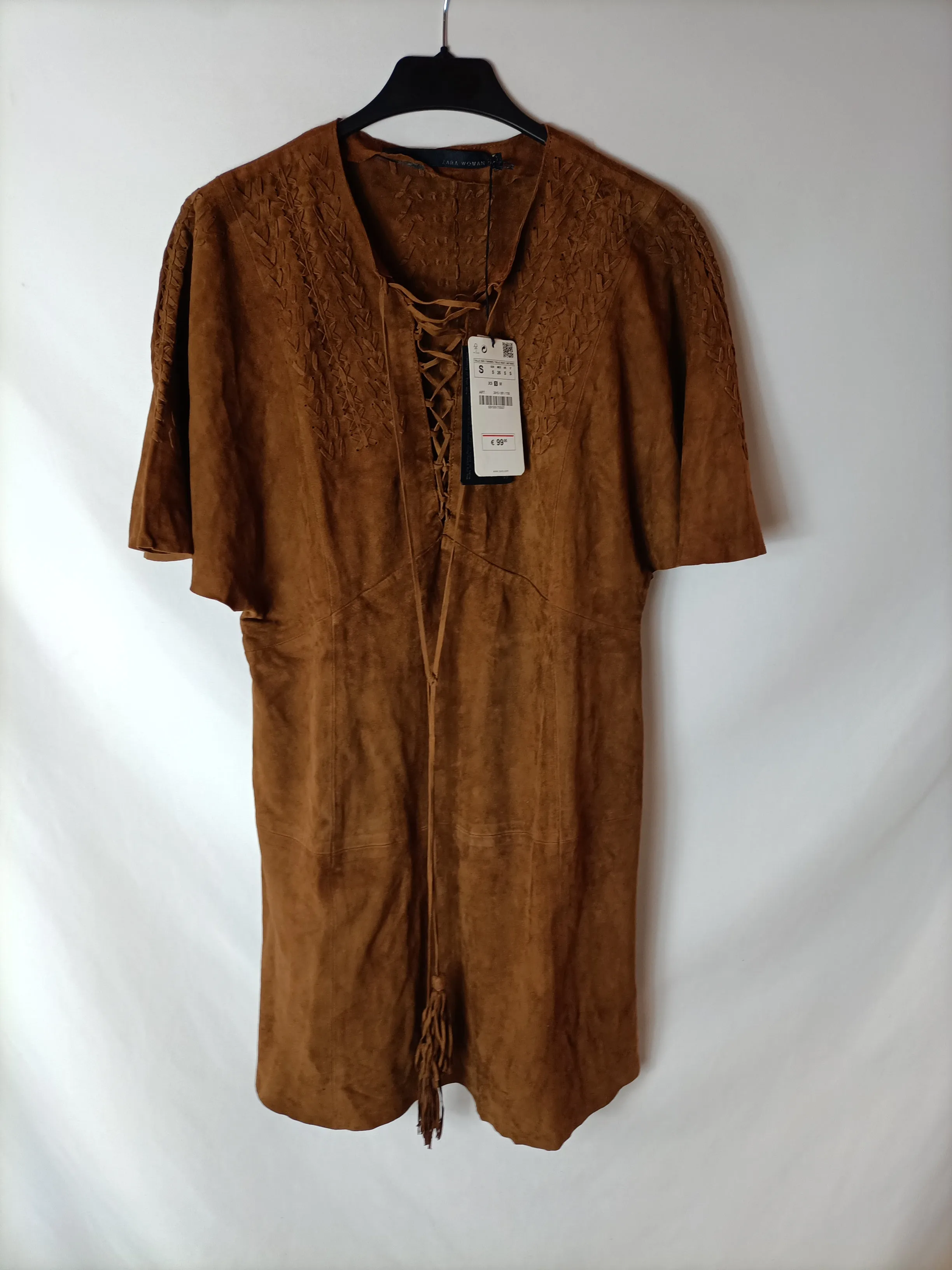 ZARA. Vestido marrón piel  T.s