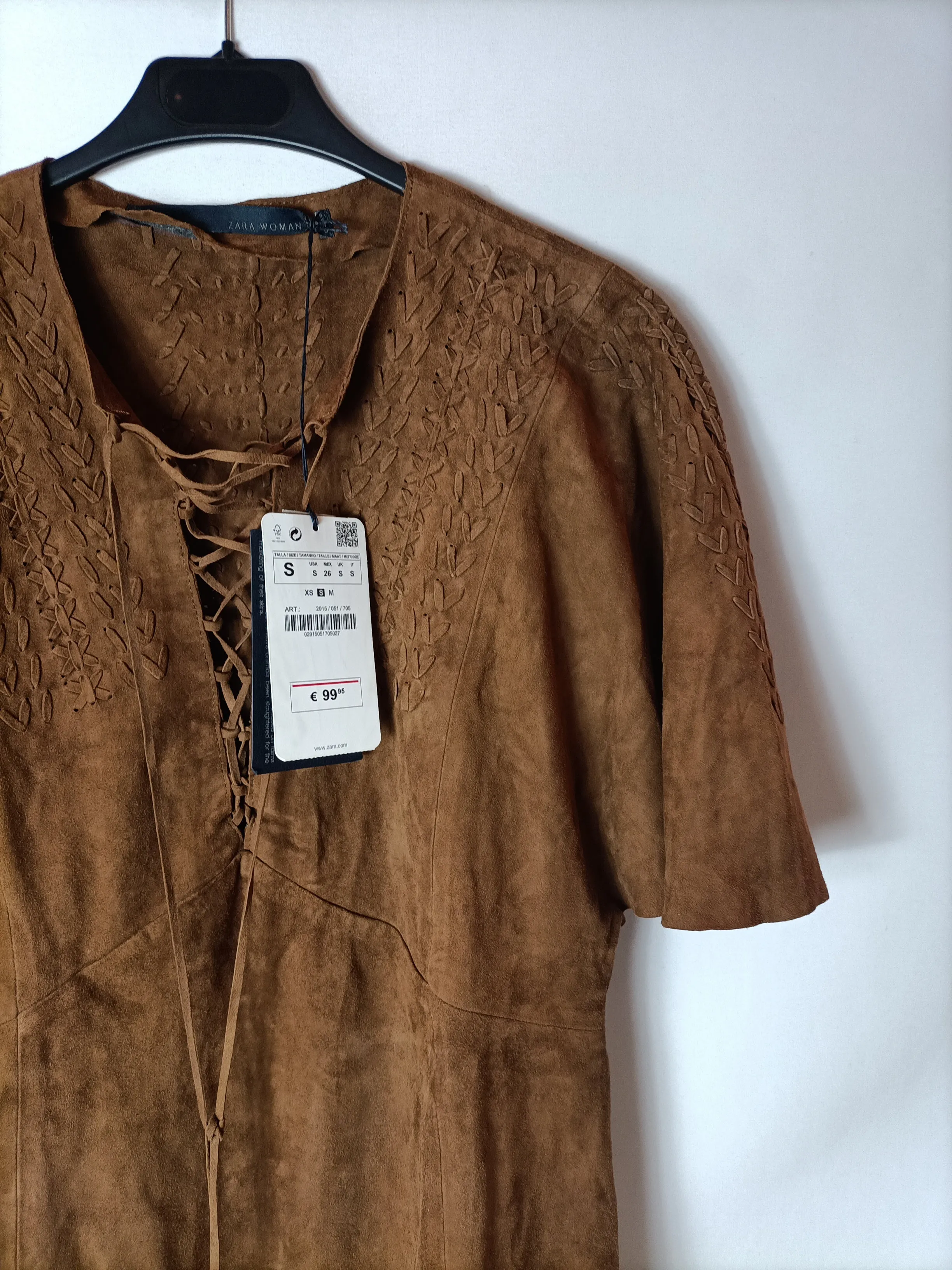 ZARA. Vestido marrón piel  T.s
