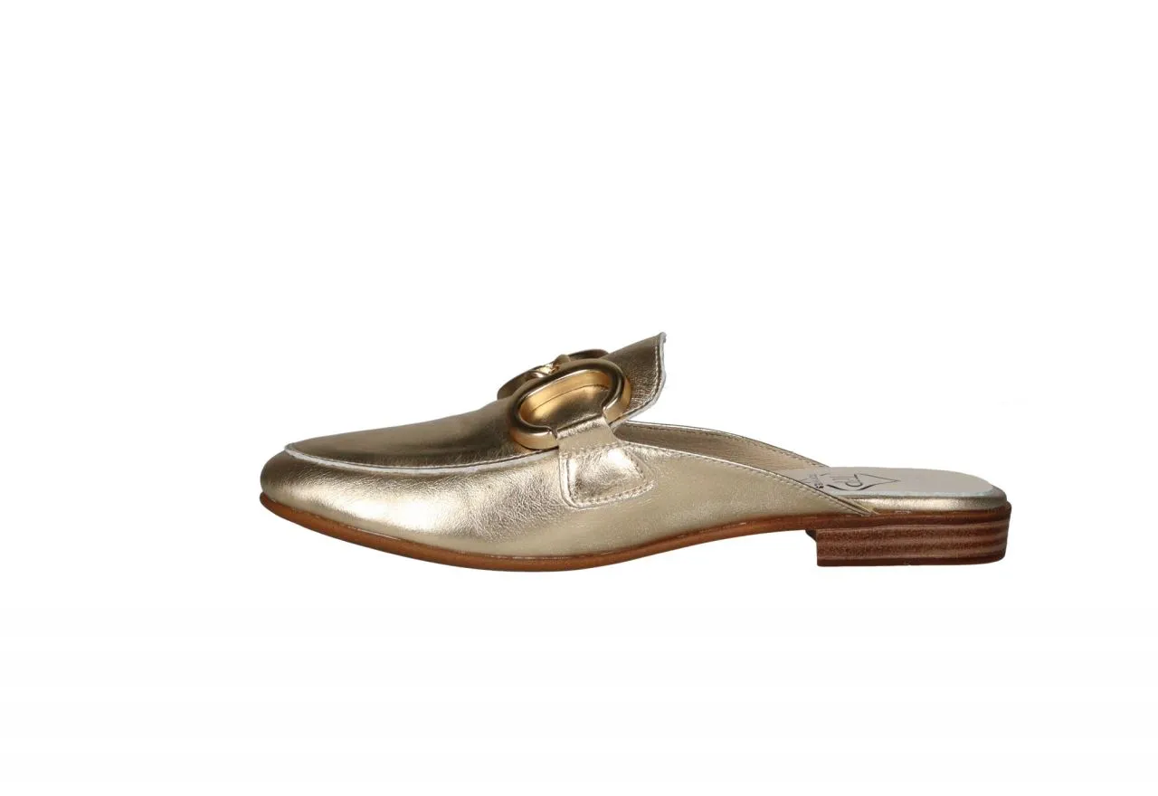 Zueco Piel Oro Pala Estribo Dorado